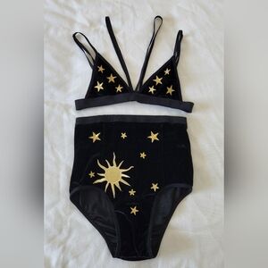 Black and Gold Starry Women's Lingerie Set